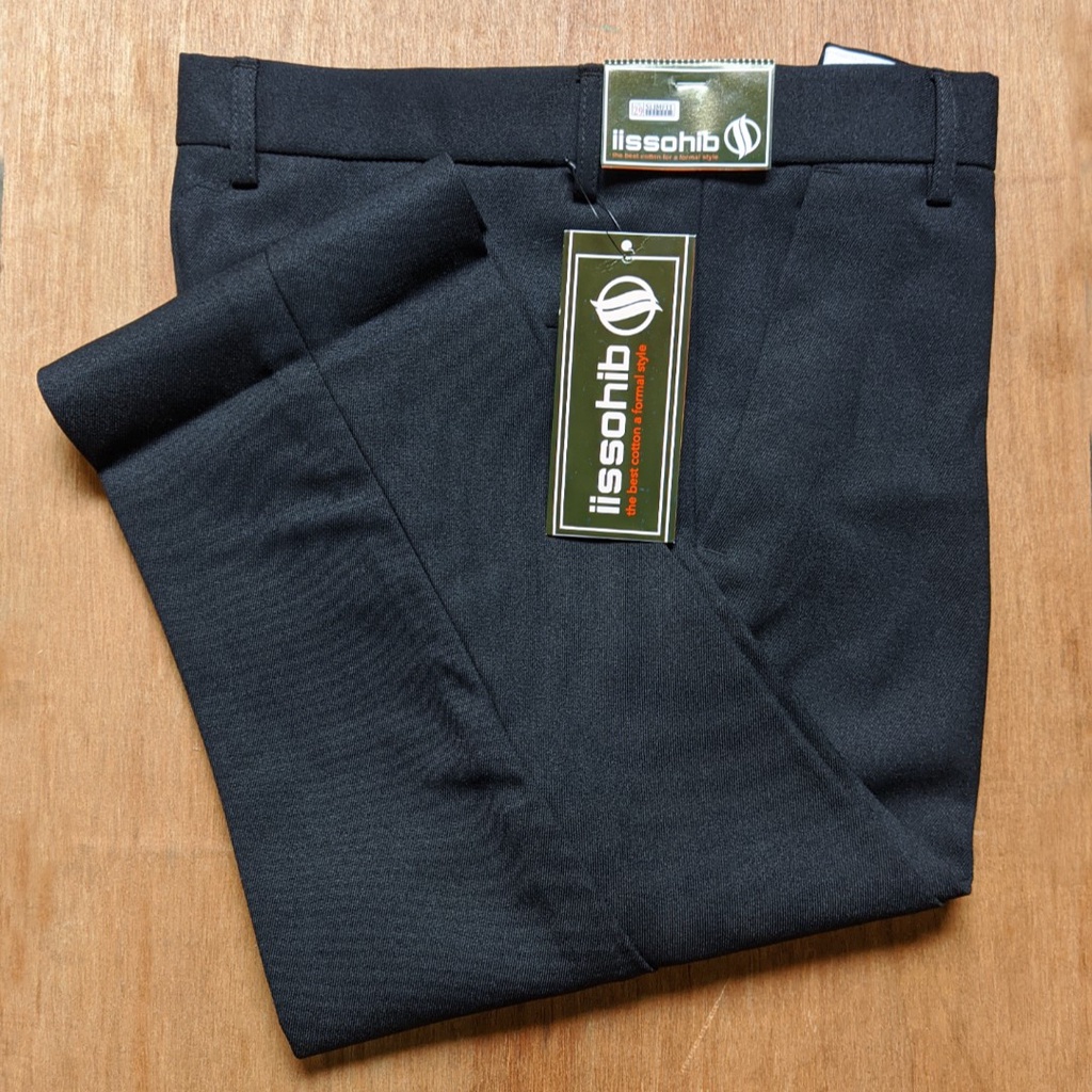 CELANA BAHAN | KERJA | FORMAL | KANTOR | PANJANG | HITAM | DASAR PRIA SLIMFIT _-