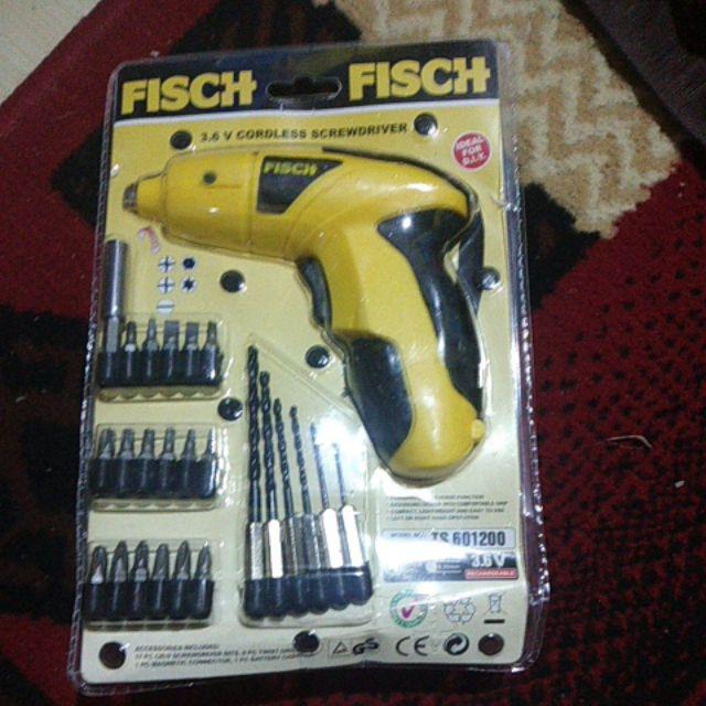 Mesin Bor Cas Charger Cordless Baterai Fisch