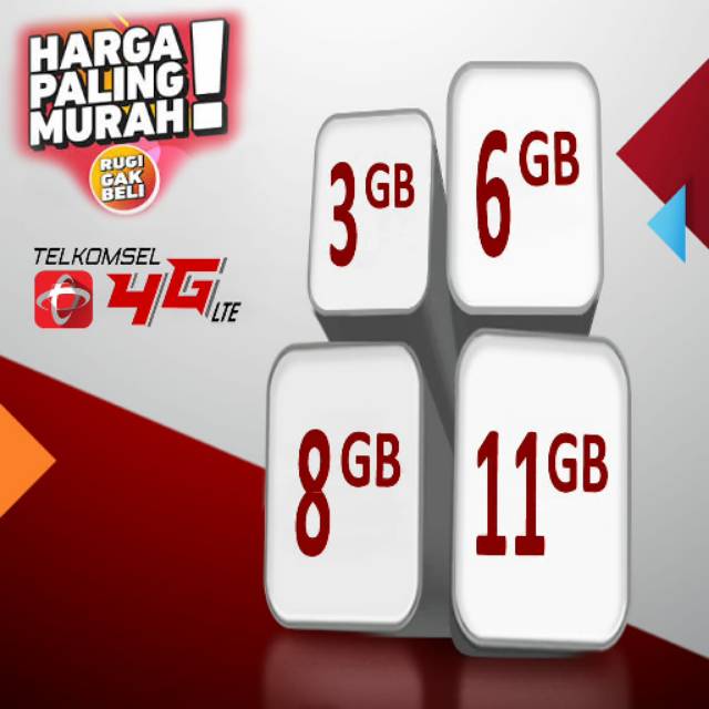 Telkomsel Harian 1GB, 2GB, 3 GB, 5 GB, 10 GB, Data Mini 2GB, 3GB, 6 GB, Data Sakti Combo 15 GB