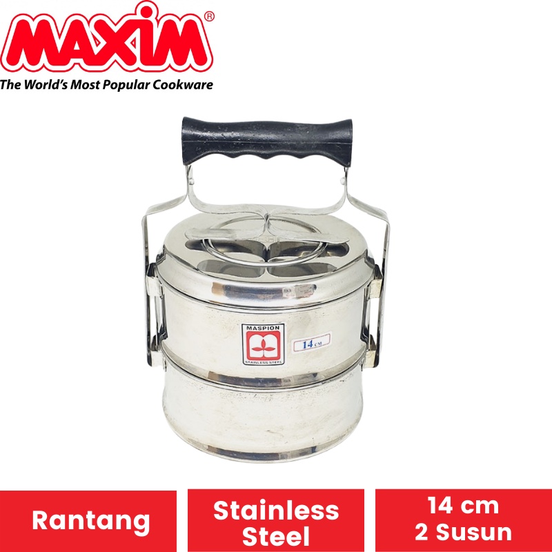 Rantang Maxim Stainless Steel | Rantangan Stenlis 2 3 4 Tingkat Bekal Makanan Tunggal Kuah Food Carrier Set