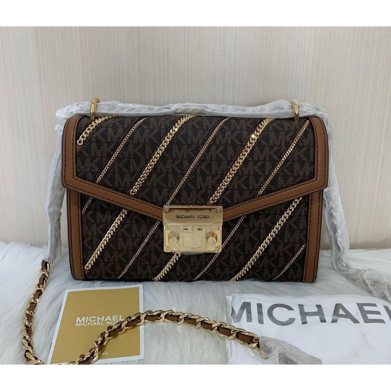 mk rose medium chain signature brown ghw
