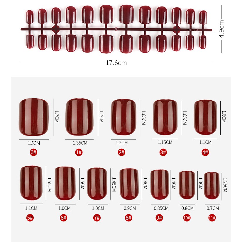KUKU PALSU 24PCS FALSE NAIL ART TIPS GLOSSY 6 WARNA OVAL PENDEK FULL COVER NAIL TIP