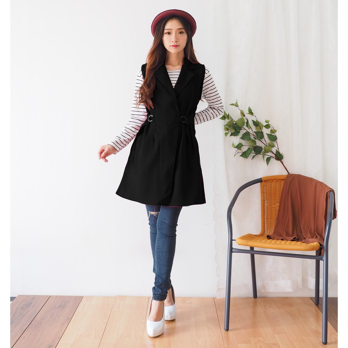 Chamele Cardigan Wanita Model Serut Long Vest 1911