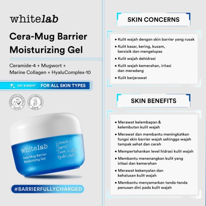 Pelembab Wajah Berminyak dan Berjerawat Whitelab Cera-Mug Barrier Moisturizing Gel