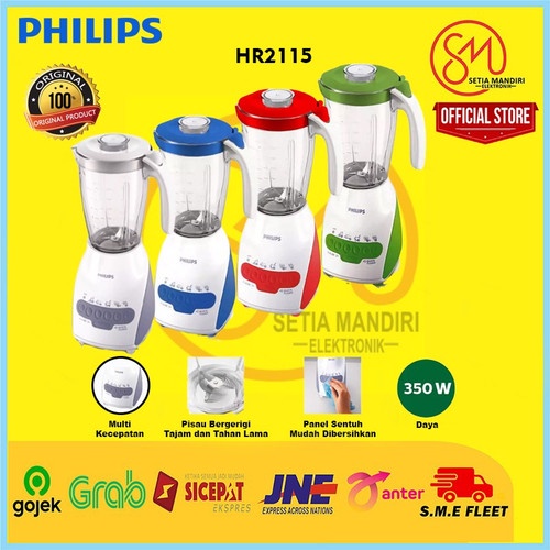 PHILIPS HR2116 Blender 2in1 Kaca Glass HR 2116 - Hijau Merah Biru Abu