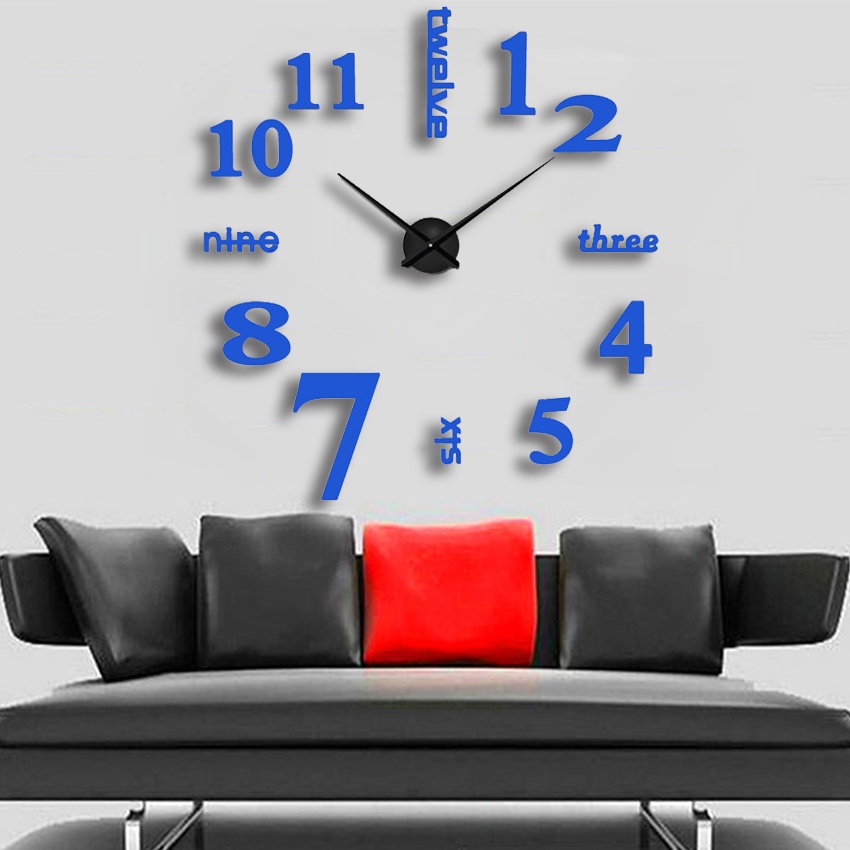 Jam Dinding DIY Giant Wall Clock Quartz Creative Design 50-60cm Model English Word