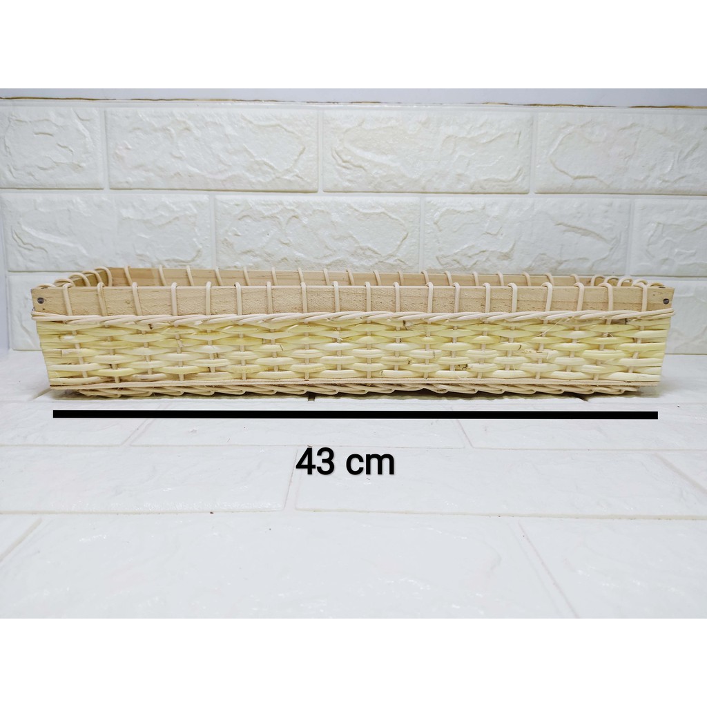 Keranjang Rotan Renda  Panjang 43 cm Souvenir Kado Parcel Hadiah Gift