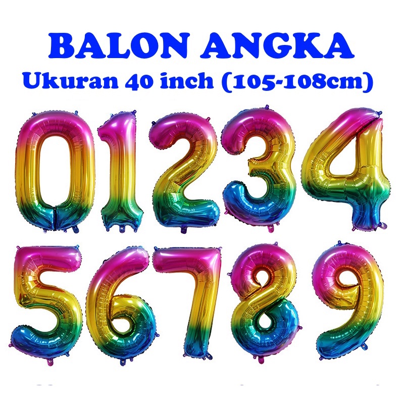 Balon Angka Besar Ukuran 40inch (105-108cm) - Balon Dekorasi Acara