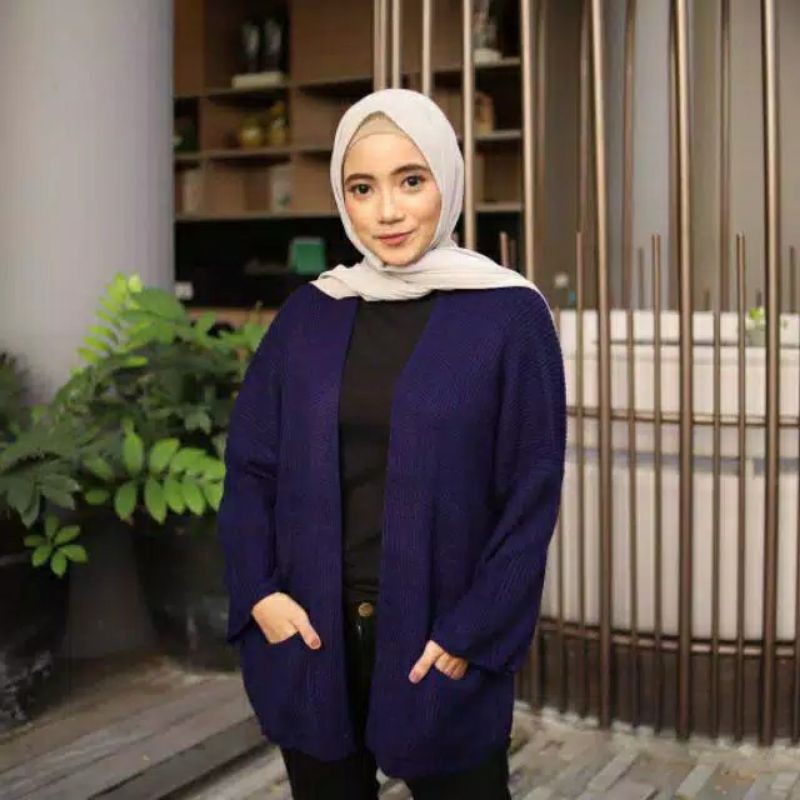 OVERSIZE LAVELLA RAJUT KARDIGAN RAJUT PREMIUM-Navy