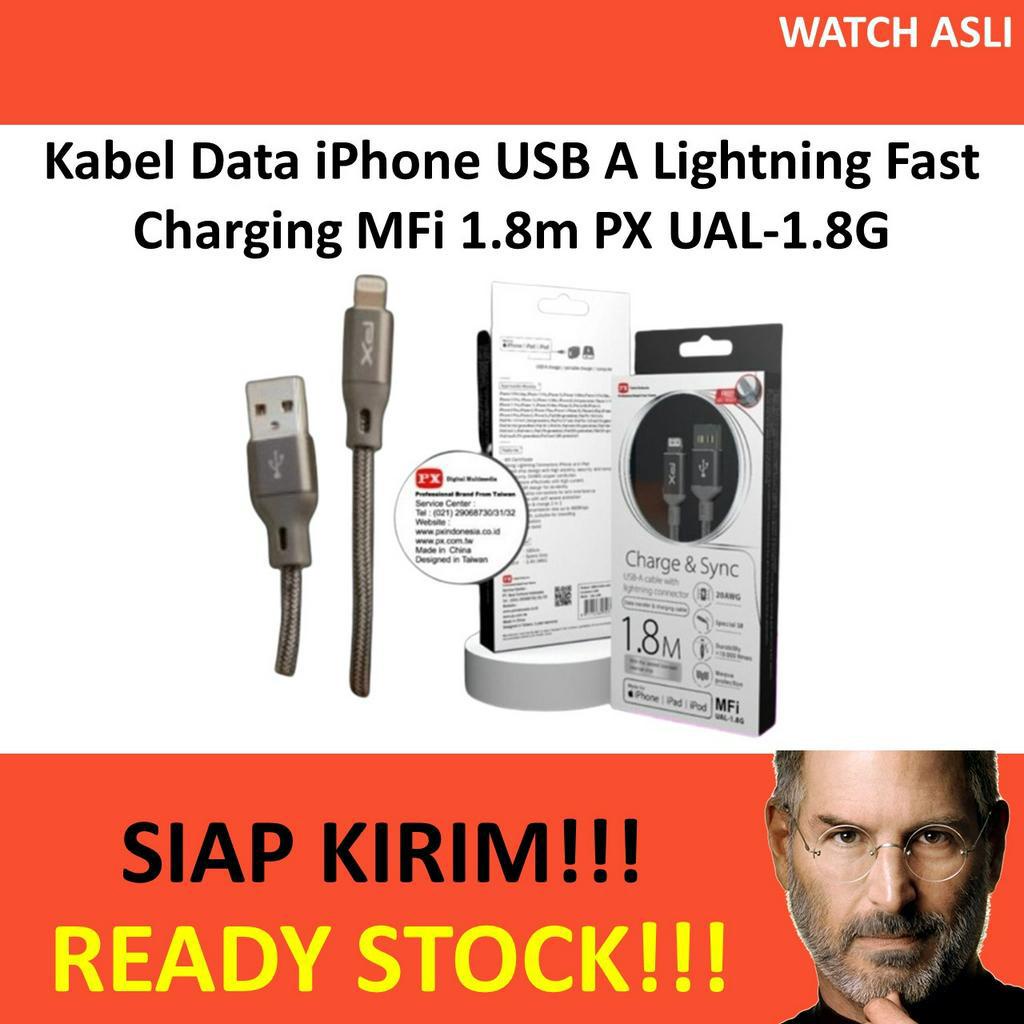 Kabel Data iPhone USB A Lightning Fast Charging MFi 1.8m PX UAL-1.8G