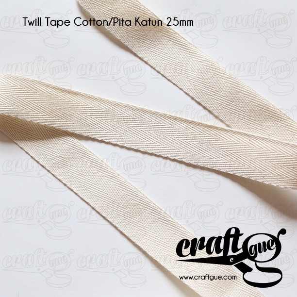 Twill Tape Cotton/Pita Katun/Tali Tas Katun Tipis 25mm (Roll)