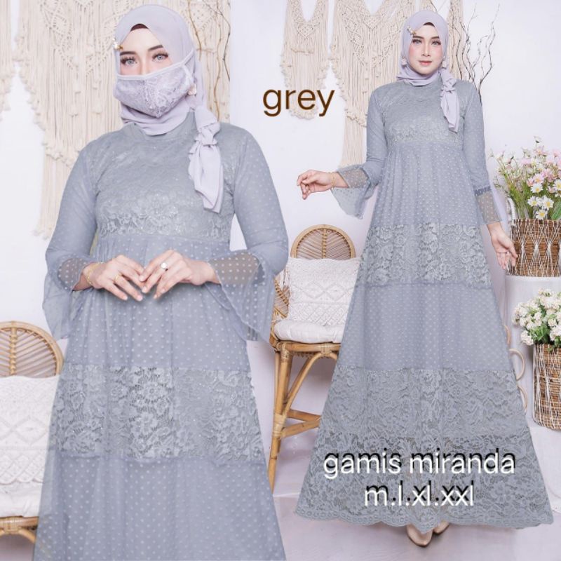gamis miranda/gamis brokat/gaun wanita/baju pesta/dress/maxi dress/model baru