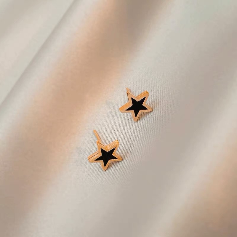 Anting Tusuk Motif Bintang Kecil Bahan titanium steel Untuk Wanita