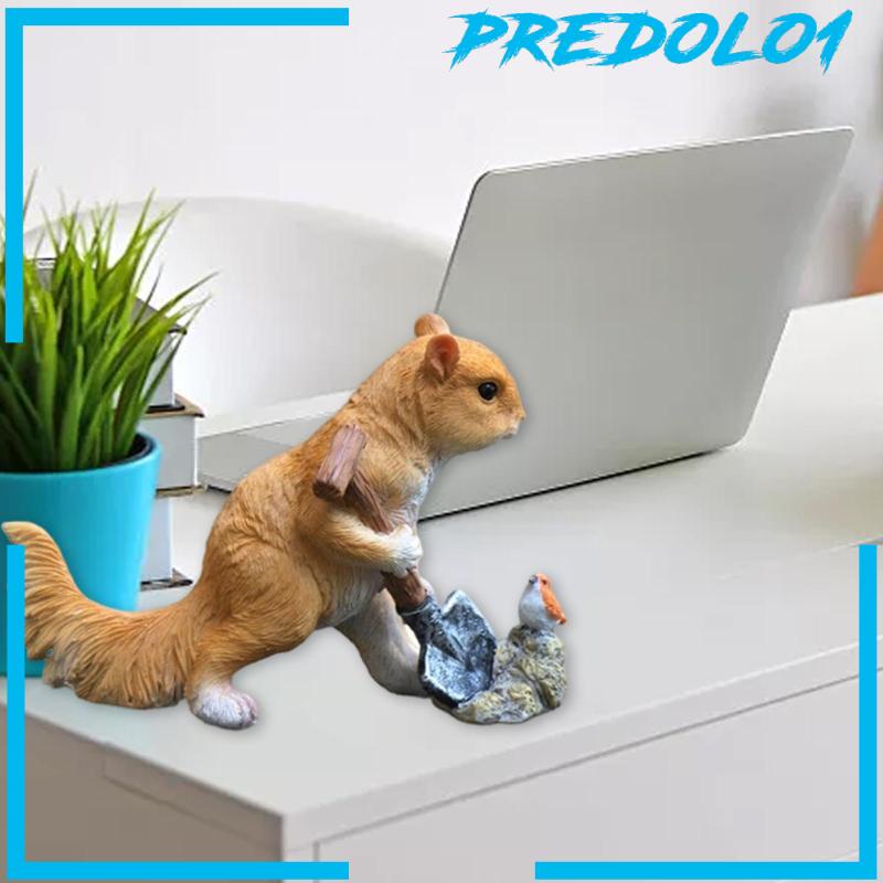 [PREDOLO1] Miniature Squirrel Statue Garden Figurines for Bedroom Tabletop Ornaments