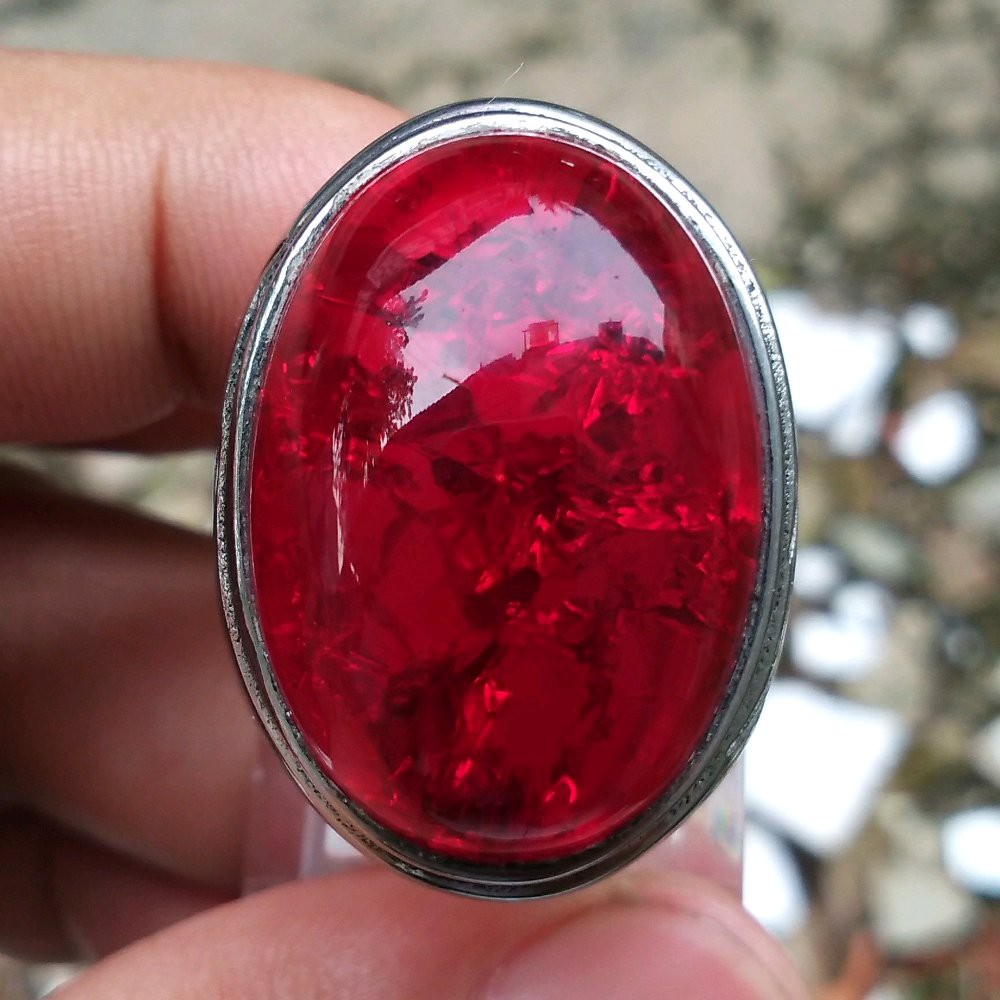 DISKON CINCIN BATU AKIK PECAH SERIBU MERAH SIAM