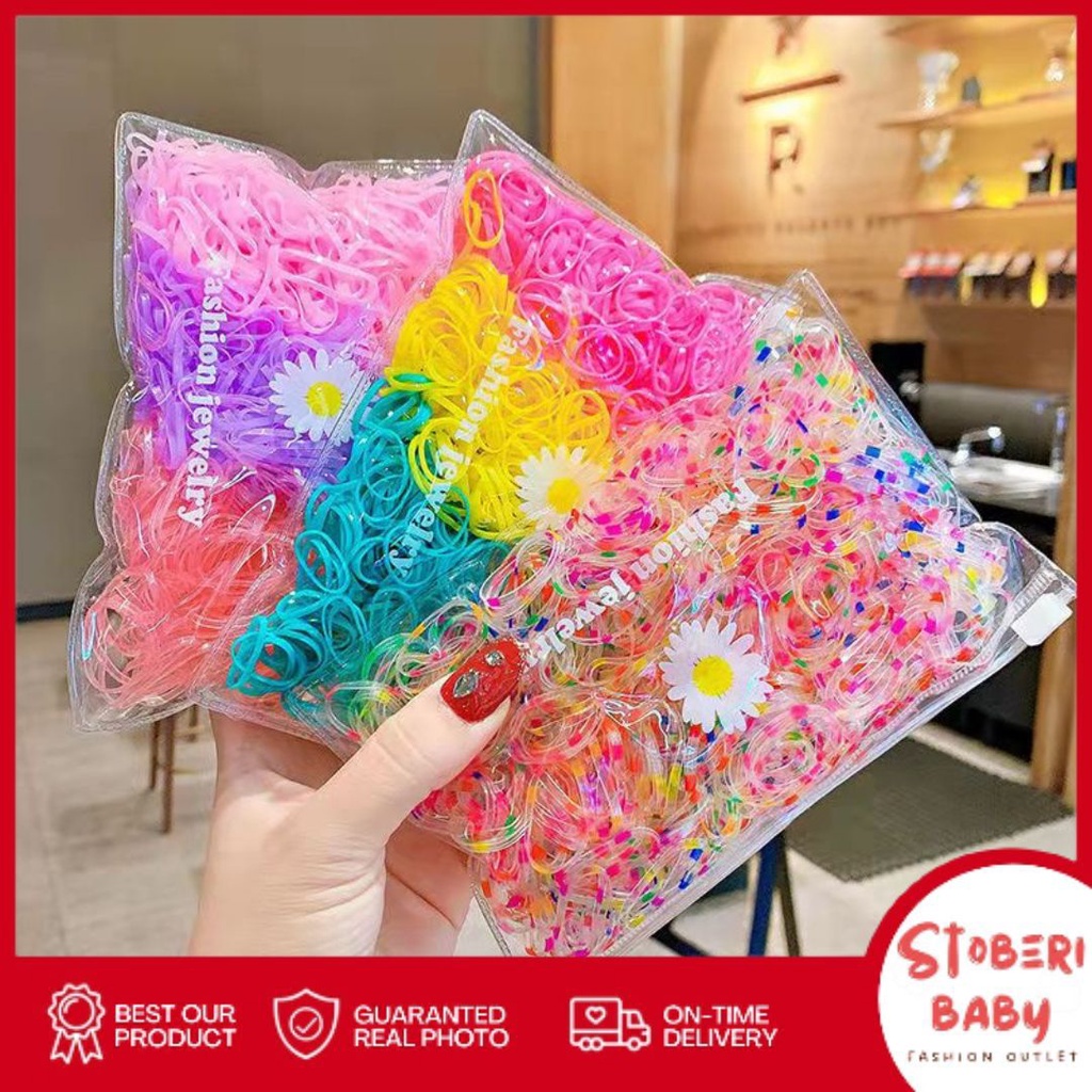 stoberi baby - KARET STABILO Free Pouch - 500PCS Ikat Rambut Karet Anak Jepang / Ikat Rambut Elastis / Ikat Rambut Anak Korea