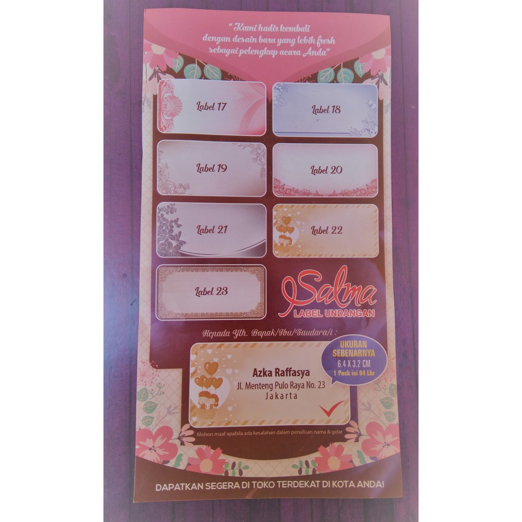 

Label 103 salma seri 17-23 1 pcs ( isi 84 lbr)