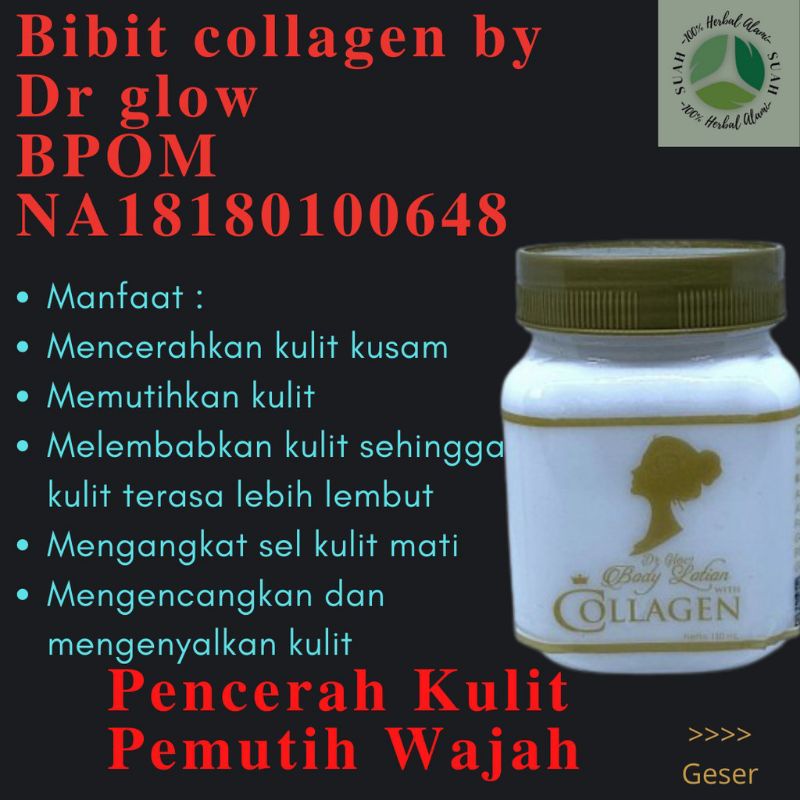 DR GLOW BODY LOTION COLLAGEN BIBIT COLAGEN BPOM PELEMBAB KULIT BODY LOTION PEMUTIH PERAWATAN KULIT