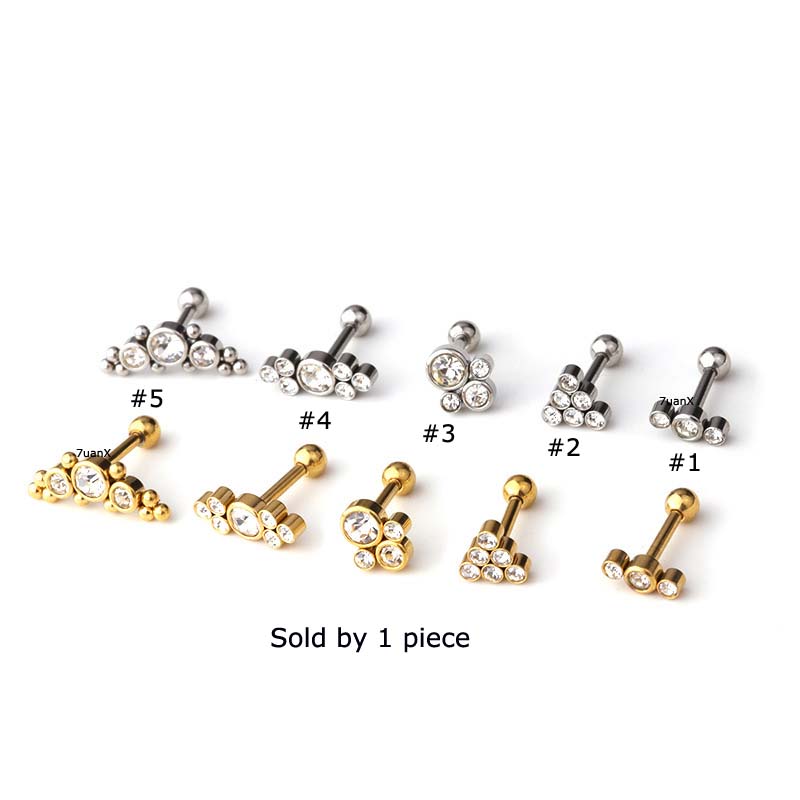 1pc Anting Tindik Tulang Rawan Telinga Bahan Stainless Steel 16gauge Gold Silver