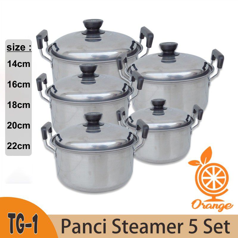 HOT PROMO!! Panci Steamer Stainless Set 5 In 1 Steamer Stainless GIONEE