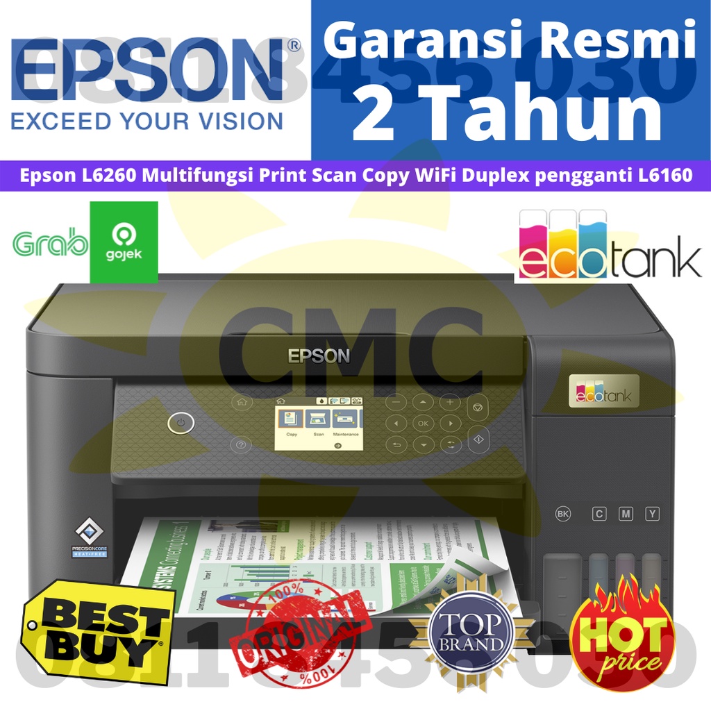 Epson L6260 Multifungsi Print Scan Copy WiFi Duplex Pengganti L6160