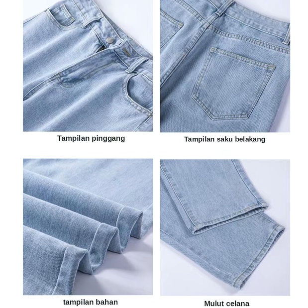 Celana jeans pria loose pants korea panjang standar loose jeans biru muda celana oversize pria kulot celana jeans cowok