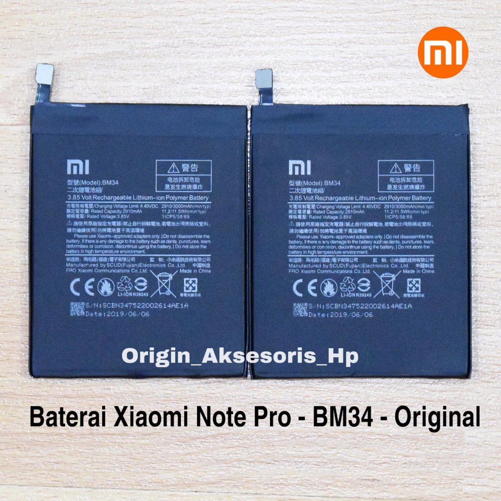 Baterai XIAOMI Note Pro - BM34 - BM 34 ORIGINAL 100% (Bukan Ori99 atau Ori95)