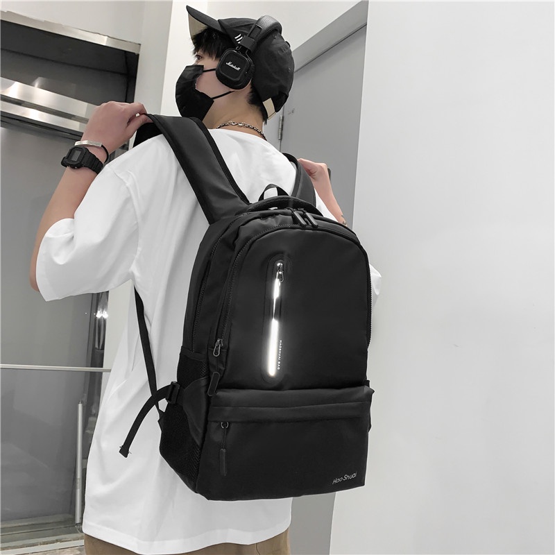 Tas Ransel Pria HAOSHUAI 3409 Tas Laptop Pria Anti Air Bahan Dolby Lotto Coated