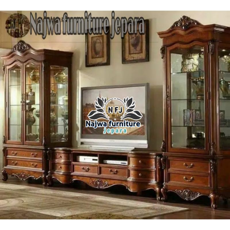 MEJA TV SET JATI LEMARI PAJANGAN