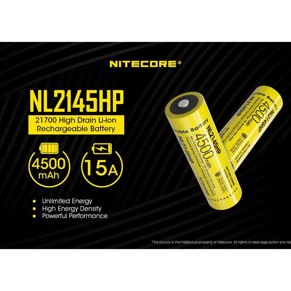 Paling Dicari ! NITECORE 21700 Baterai Li-ion 4500mAh 3.6V 15A - NL2145HP