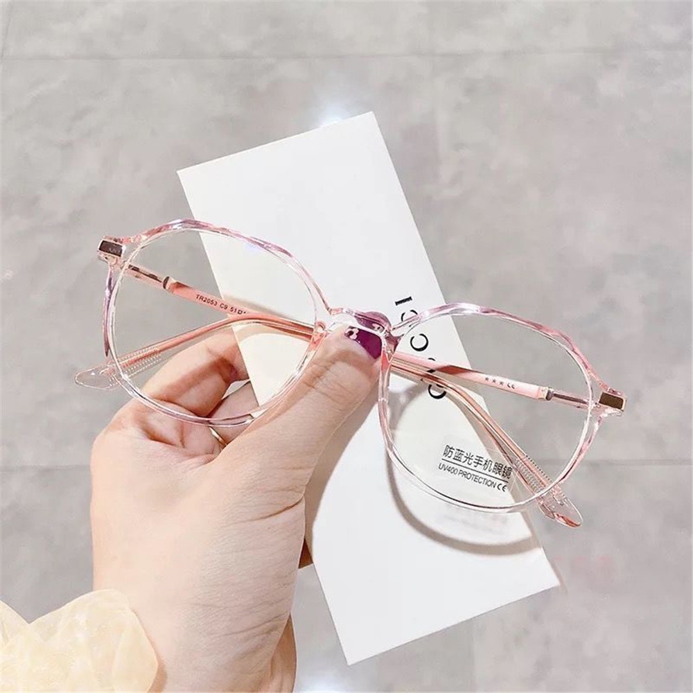 【COD Tangding】6 Colors Anti-Blue Light No Degree Round Frame Flat Glasses Frame Metal Clear Computer Glasses Eyeglasses