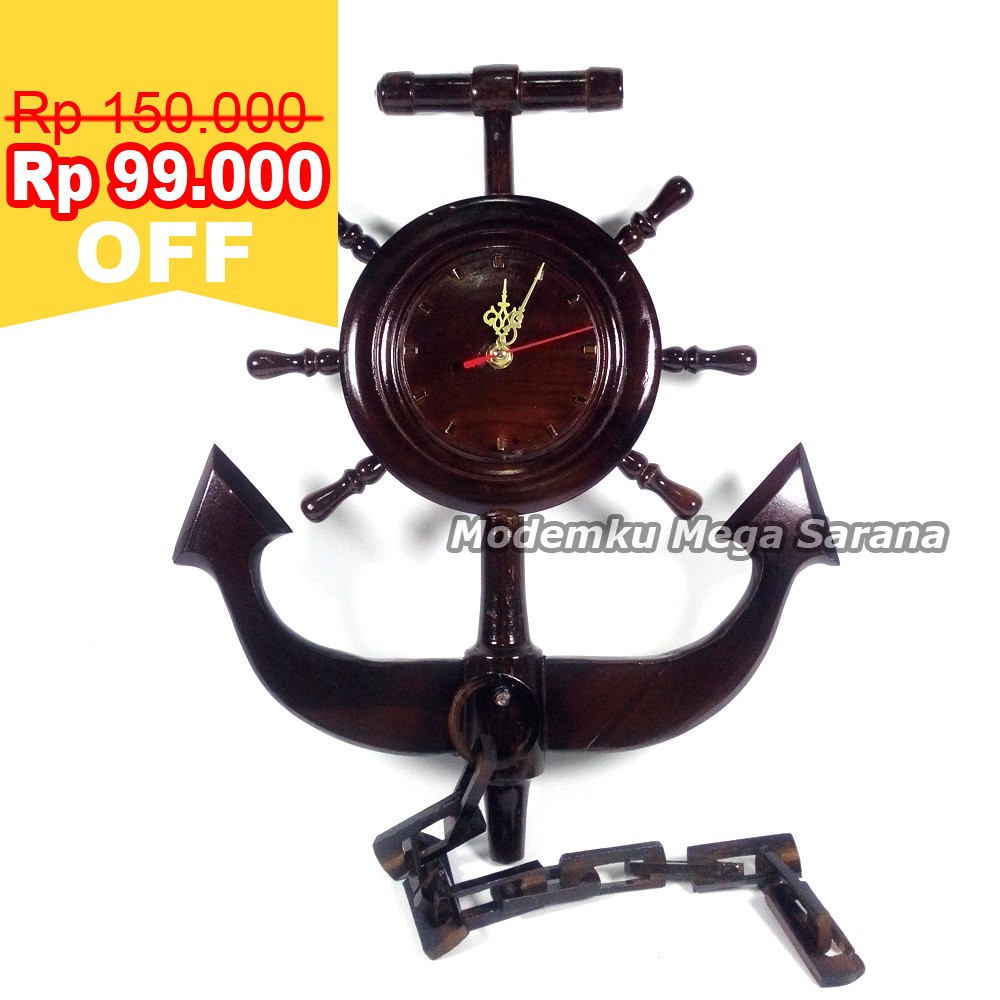 Jam Dinding Nakhoda Jangkar Kapal Kayu Jati 35x41x5 Cm Shopee