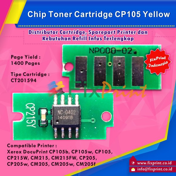 Chip Cartridge Xerox CP105 CP205 CM205 CM215 CP215 Yellow Murah B19