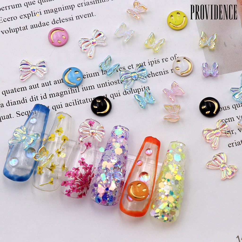 Providence 1 Box Aurora Nail Bowknot Decoration Fashion Persistent Acrylic Glitter 3D Nail Bow Ornament for Female