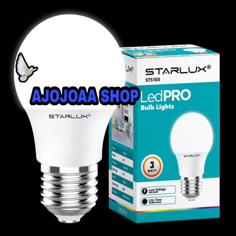 Bohlam Lampu LED PRO Buld lights Starlux 3 Watt Cahaya Putih
