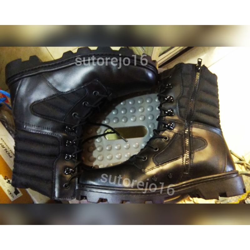 sepatu pdl tni au bahan kulit doff jatah asli original