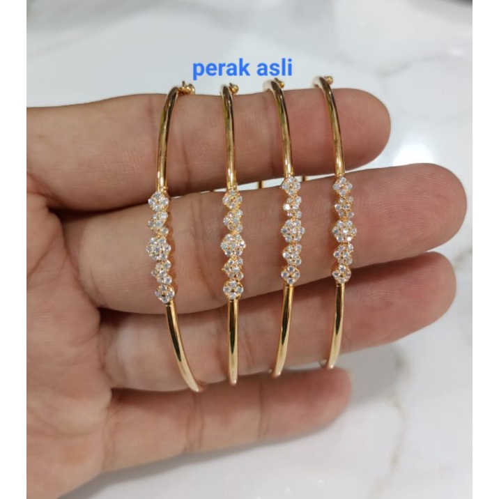 Gelang pipa mata2 bulat, Perak 925, Sepuh Emas Rosegold