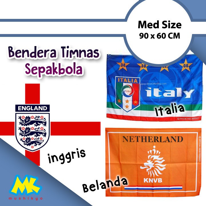 Bendera Sepak Bola England Italia Belanda ukuran Sedang