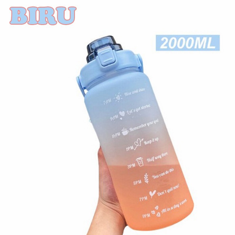 Botol Minum Motivasi 2000ML 2 Liter Botol Penanda Waktu Botol Minum Viral