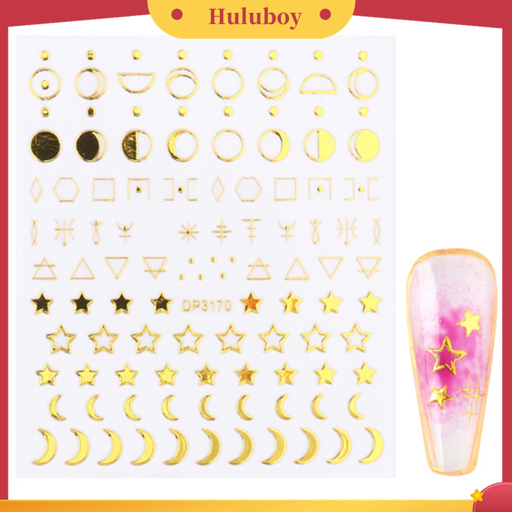 Huluboy Huluboy♡ 3pcs / Set Stiker Kuku Motif Geometri Ultra Tipis Anti Pudar Untuk Dekorasi Manicure / Nail Art