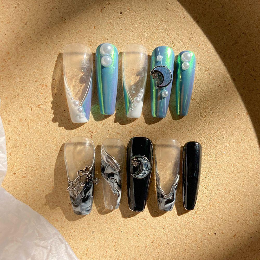 Mxbeauty Fritillary Moon Nail Charms Warna-Warni Mengkilap Jepang Ujung Jari Ornamen Kuku Giwang Liontin Perhiasan Kuku 3D Nail Art Dekorasi