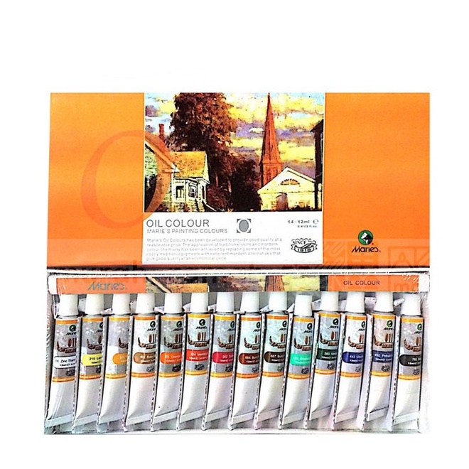 

OIL COLOUR // CAT MINYAK // 14 COLOUR // MERK MARIES