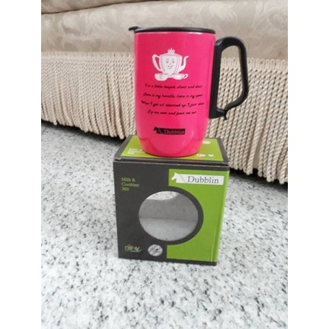 Barangunik2021-Mug Gelas Stainless 350 ml Dubblin Milk &amp; Cookies DBN-1689 Anti Tumpah