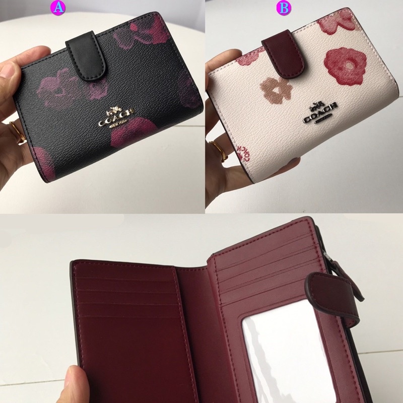 coach mini wallet flower black