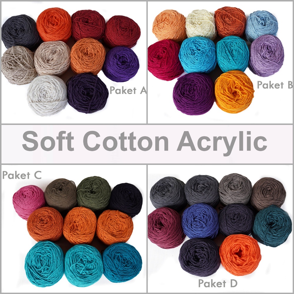 Paketan Benang Rajut Soft Cotton Acryic (Cuci Gudang)