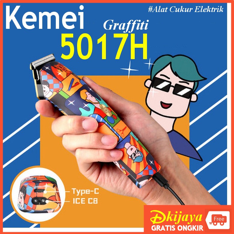 KEMEI 5017H GRAFFITI Alat Cukur Rambut Kumis Jenggot Elektrik KM5017H ORIGINAL