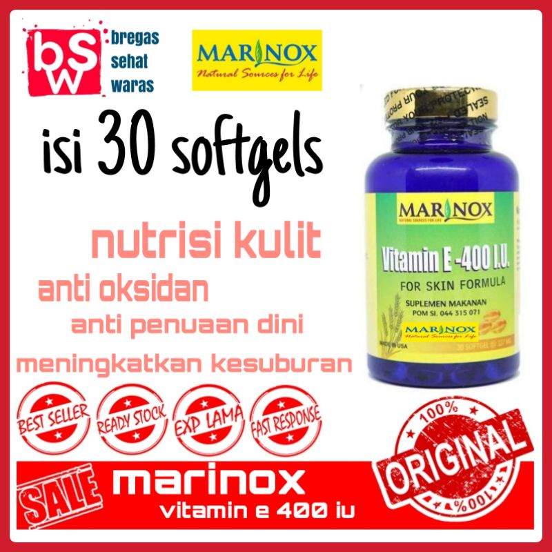 Vit E 400IU 30 Soft Kapsul Marinox Vitamin E 400 iu/ Nutrisi Kulit / Kulit Sehat / Suplemen Kulit / 