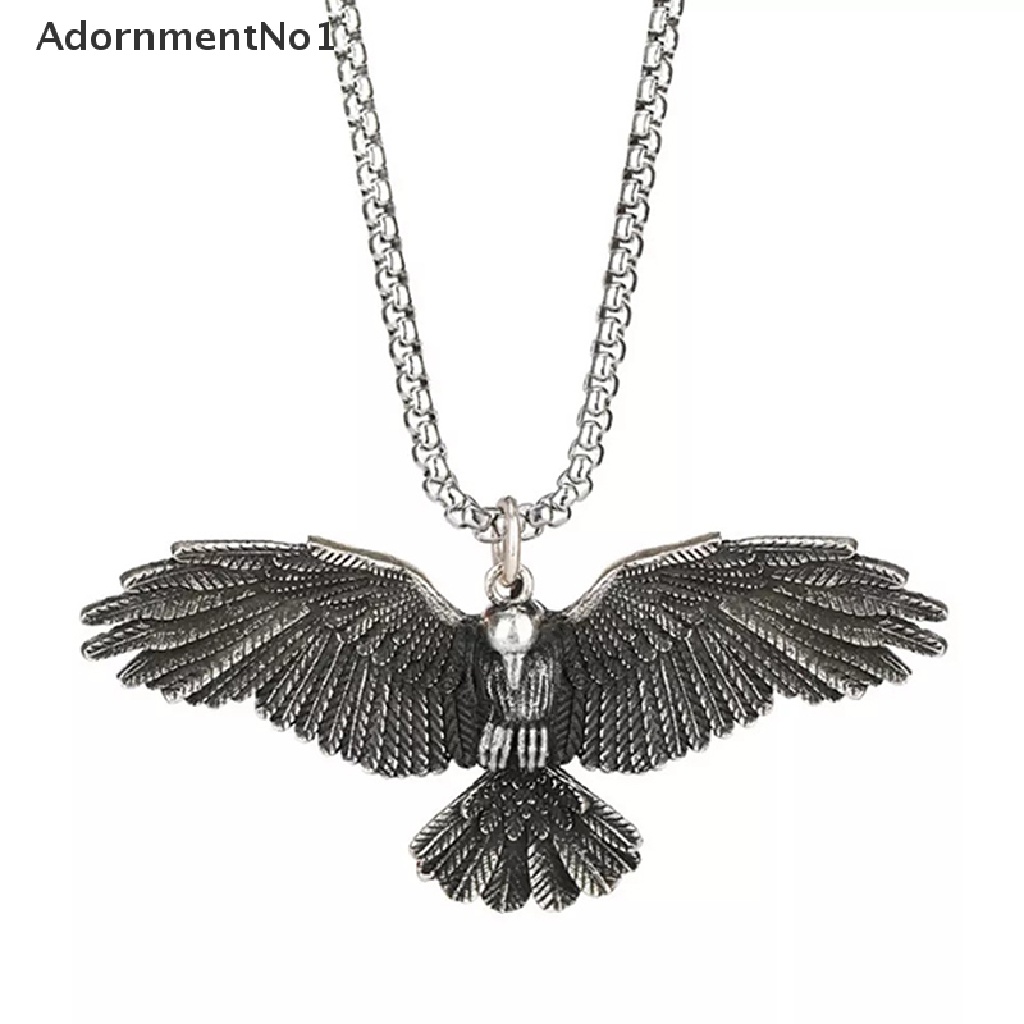 (AdornmentNo1) Kalung Rantai Dengan Liontin Burung Gagak Raven Eagle Untuk Pria / Wanita