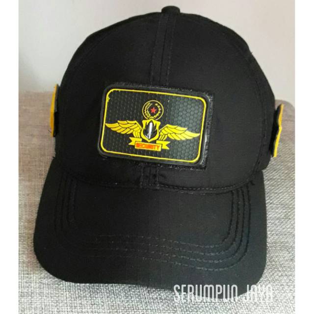 TOPI SECURITY WINGS - TOPI SECURITY LOGO WINGS 3PATCH VELCRO HITAM