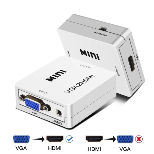 Mini VGA Ke HDMI Converter dengan Audio VGA2HDMI Audio Adapter Konektor untuk Komputer Proyektor PC Laptop HDTV